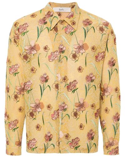 Séfr Ripley Floral-embroidered Shirt - Metallic