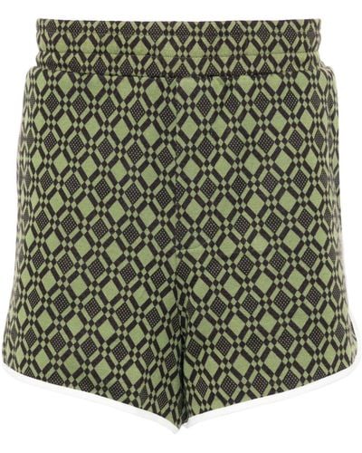 Wales Bonner Jersey-Shorts mit geometrischem Muster - Grün
