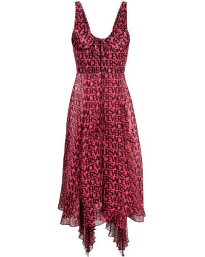 Versace Kleid mit Logo-Print - Rot