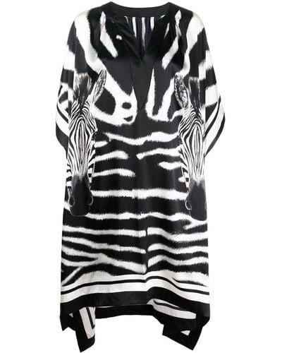 Dolce & Gabbana Zebra-print Silk Shift Dress - Black