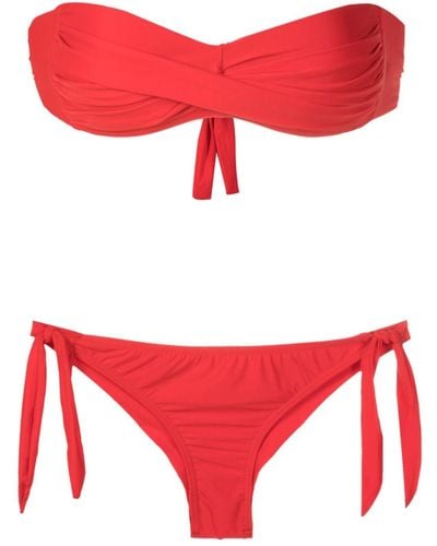 Amir Slama Set bikini senza spalline con incrocio - Rosso