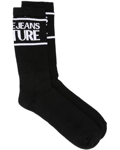 Versace Jeans Couture Calcetines con logo en intarsia - Negro