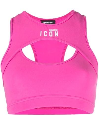 DSquared² Icon Cut-out Sports Bra - Pink