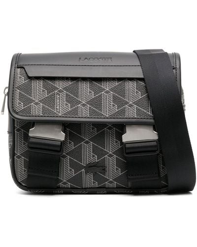 Lacoste The Blend Monogram-pattern Messenger Bag - Black