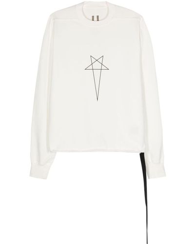 Rick Owens Pentagram Logo-print Sweatshirt - White
