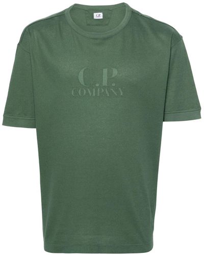 C.P. Company Pikee-T-Shirt mit Logo-Stickerei - Grün
