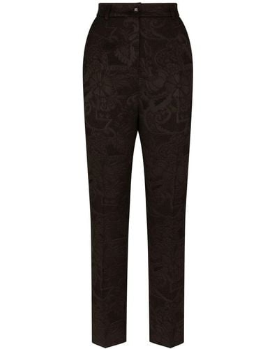 Dolce & Gabbana Pantalon fuselé à fleurs en jacquard - Noir
