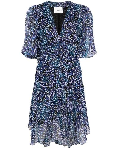 Isabel Marant Vivienne Abstract-print Mini Dress - Blue