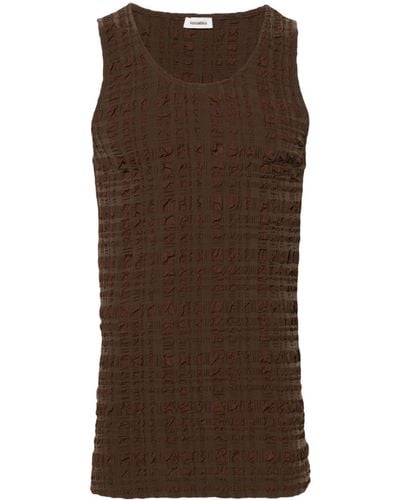 Nanushka Seersucker U-neck Tank Top - Brown