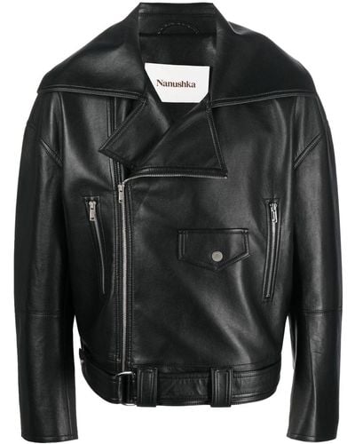 Nanushka Zipped Biker Jacket - Black