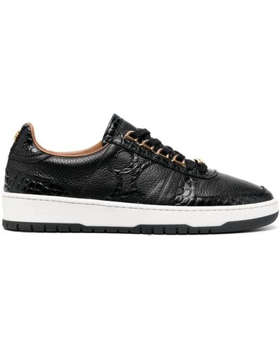 Billionaire Crocodile-effect Leather Trainers - Black