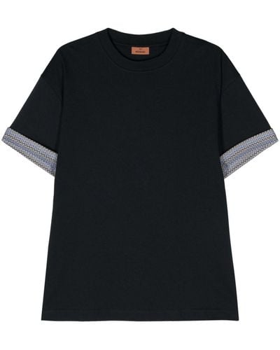 Missoni Chevron Knit-detailed Cotton T-shirt - Black
