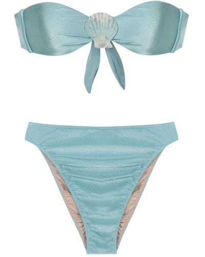 Adriana Degreas Shell-appliqué Bikini - Blue