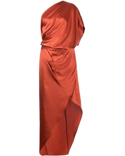 Michelle Mason Gedrapeerde Midi-jurk - Oranje