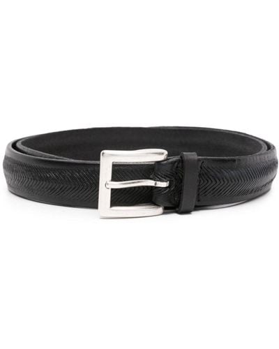 Orciani Laser-cut Leather Belt - Black