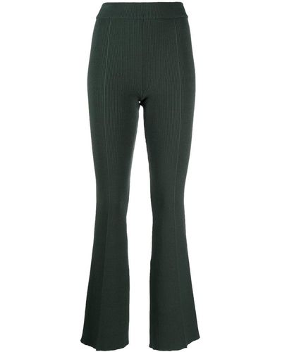 Aeron Egon Rib-knit Flared Trousers - Green