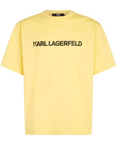 Karl Lagerfeld Logo-print Organic-cotton T-shirt - Yellow