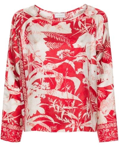 Pierre Louis Mascia Floral-print Silk Shirt - Red