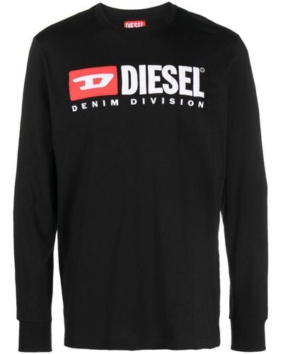 DIESEL Logo-print Long-sleeve T-shirt - Black