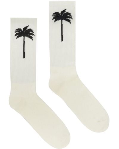Palm Angels Chaussettes The Palm nervurées - Blanc