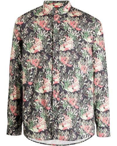 PS by Paul Smith Chemise Reed Bed à fleurs - Gris