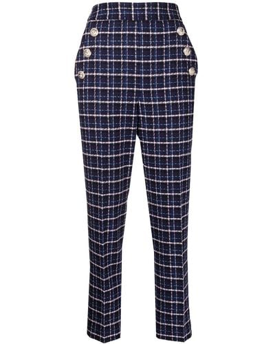 Rebecca Vallance Check-pattern High-waisted Trousers - Blue