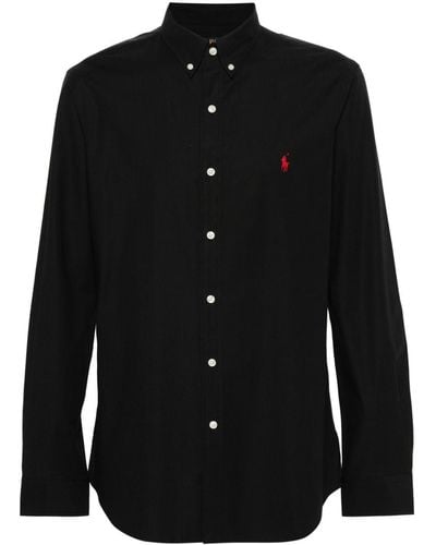Ralph Lauren Black Cotton Custom Fit Hemd - Noir