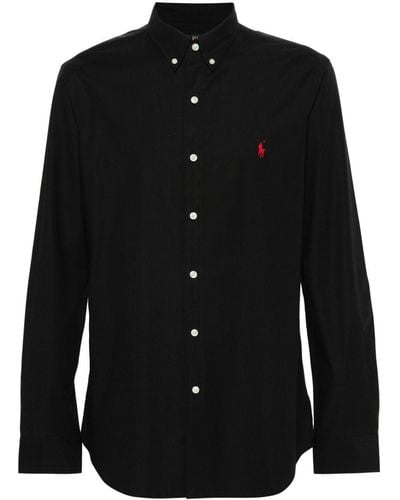 Polo Ralph Lauren Black Cotton Custom Fit Hemd - Negro