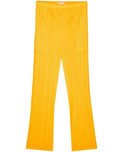 Pleats Please Issey Miyake Plissé High-waisted leggings - Yellow