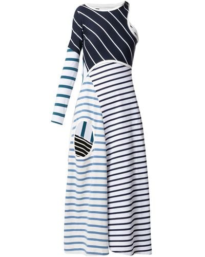 Marine Serre Kleid mit Kontraststreifen - Blau