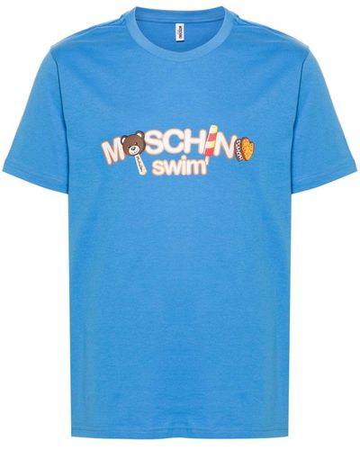 Moschino T-shirt en coton à logo imprimé - Bleu