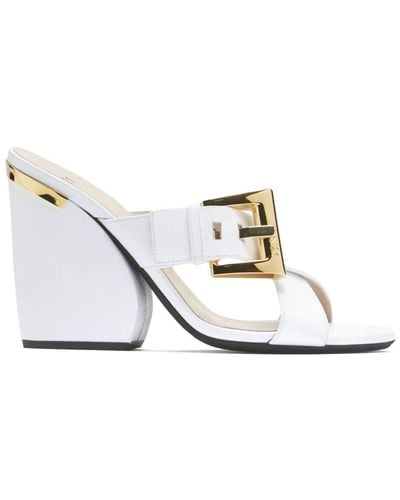 N°21 Logo-plaque 100mm Crossover Mules - White