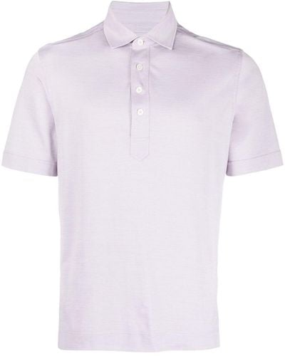 Zegna Short-sleeved Cotton-silk Blend Polo Shirt - Purple