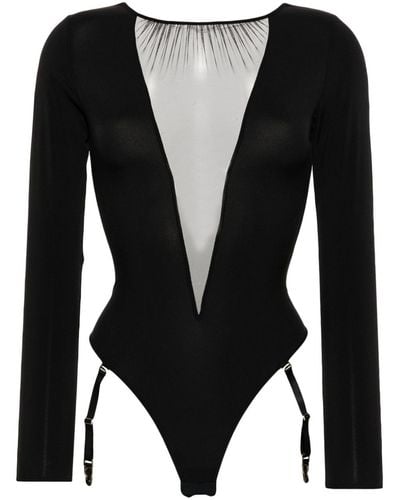 Maison Close Semi-sheer Bodysuit - Black