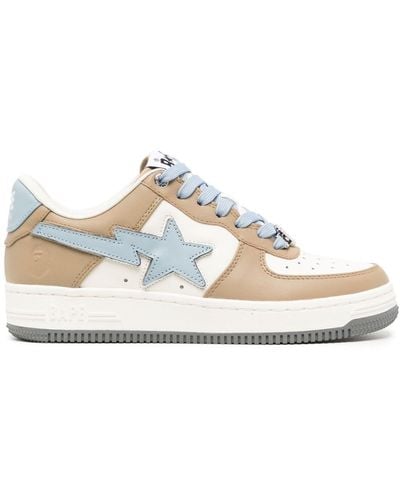 A Bathing Ape Colour-block Leather Trainers - White