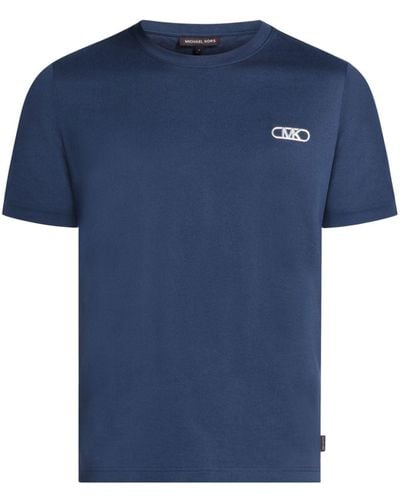 Michael Kors Logo-embroidered Cotton T-shirt - Blue
