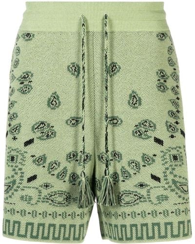 Alanui Bandana-jacquard Cotton-piqué Shorts - Green
