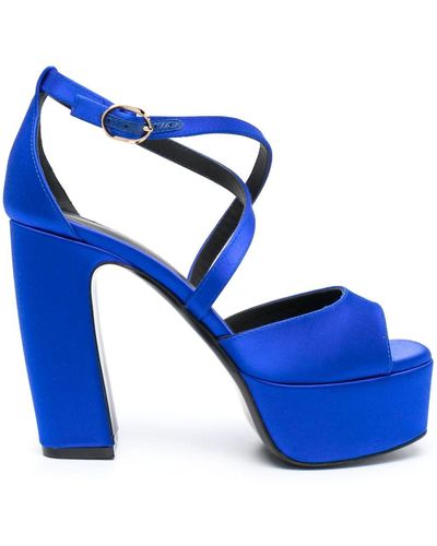 Roberto Festa 125mm Satin Leather Sandals - Blue