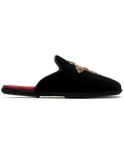 Dolce & Gabbana Slippers Met Borduurwerk - Zwart