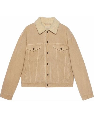 Gucci Embroidered-design Button-fastening Jacket - Natural