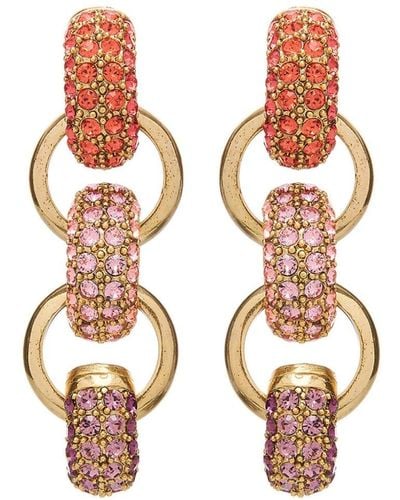 Oscar de la Renta Pavé-crystal Link Drop Earrings - Pink