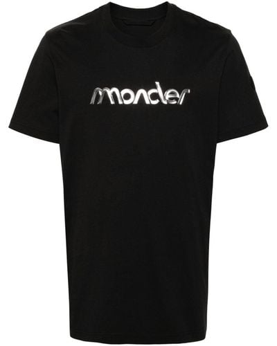 Moncler T-Shirt mit vorstehendem Logo - Schwarz