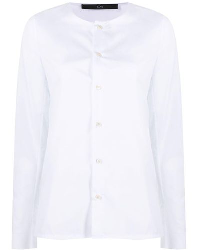 SAPIO Collarless Button-down Shirt - White