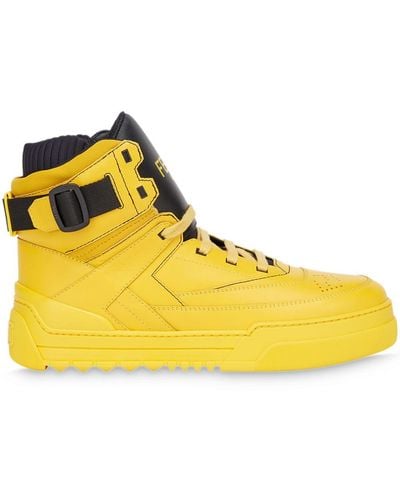 Fendi Logo High-top Sneakers - Yellow