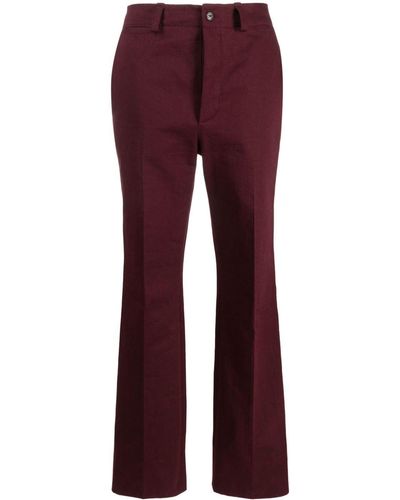 Saint Laurent Straight-leg Cotton Trousers - Red
