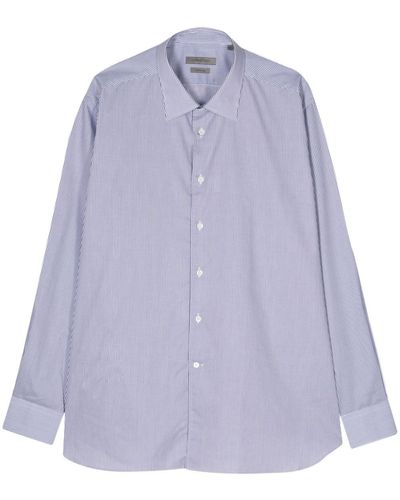 Corneliani Striped Poplin Shirt - Purple