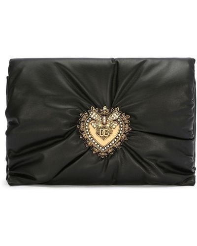 Dolce & Gabbana Medium Devotion Soft Clutch - Black