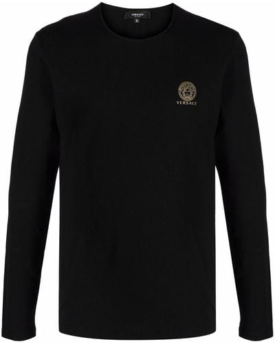 Versace Langarmshirt mit Logo-Print - Schwarz