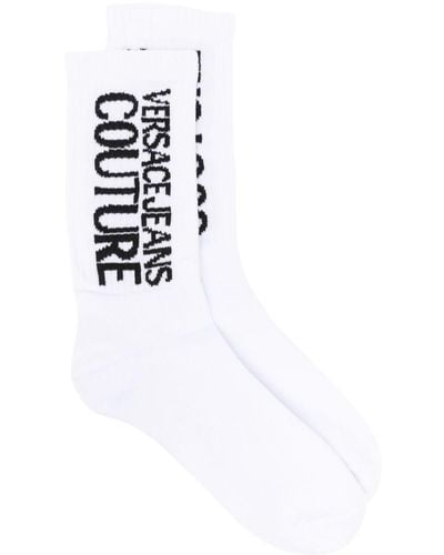 Versace Intarsia-knit Logo Socks - White