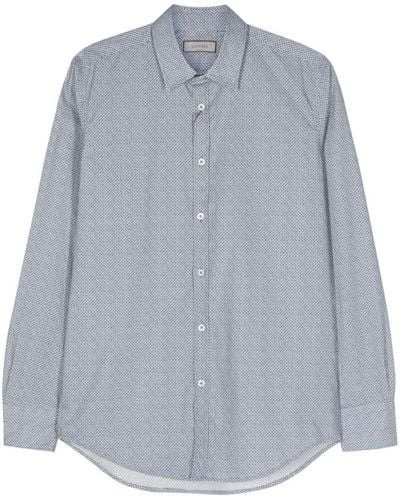 Canali Graphic-print cotton shirt - Blau